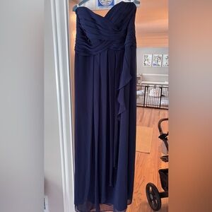 Davids Bridal Navy Blue Bridesmaid Strapless Dress Chiffon
